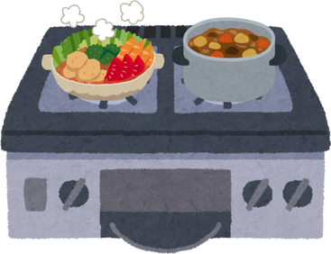 コンロに鍋とカレー